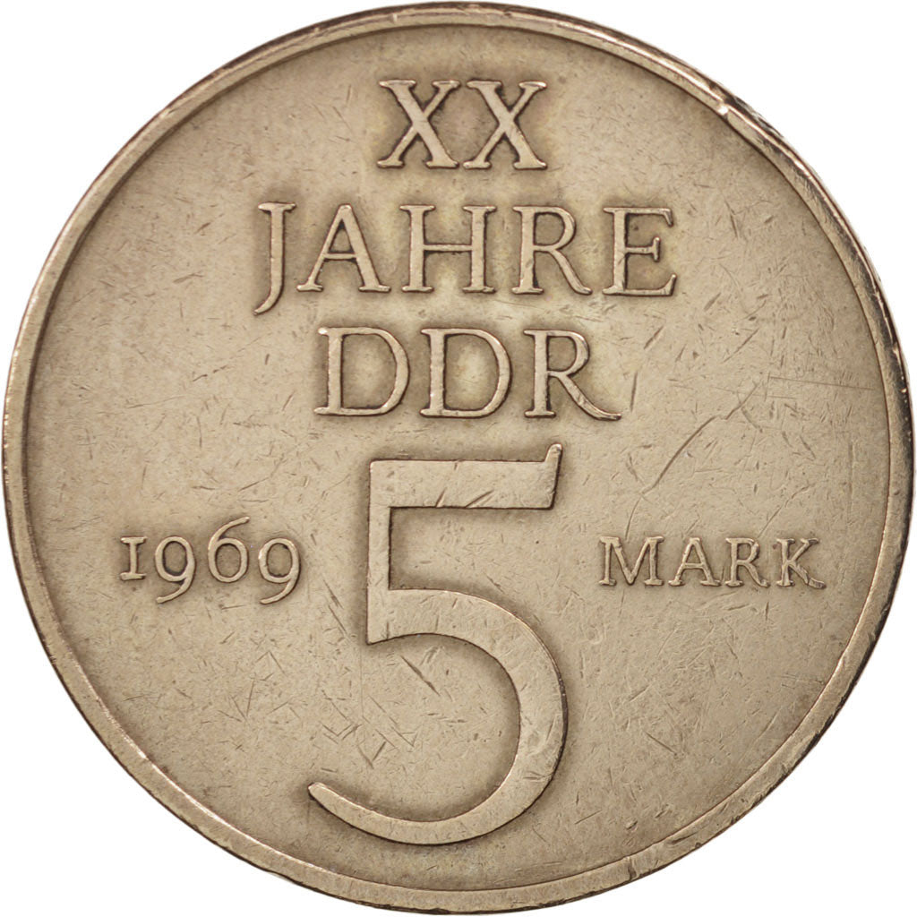 Moneta, REPUBBLICA DEMOCRATICA TEDESCA, 5 Mark, 1969, BB, Nichel-bronzo, KM:22.1