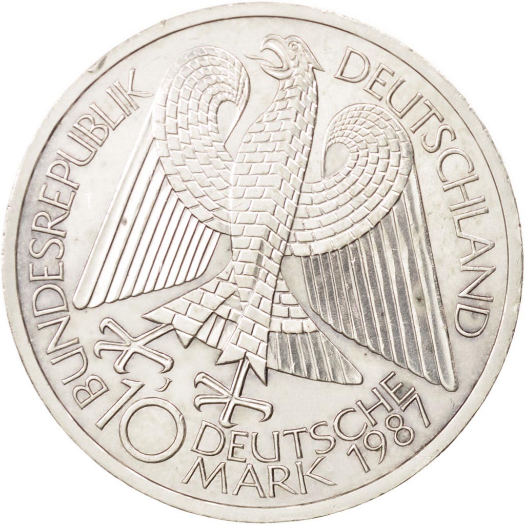 GERMANIA - REPUBBLICA FEDERALE, 10 Mark, 1987, Hamburg, Germany, SPL, Argento...