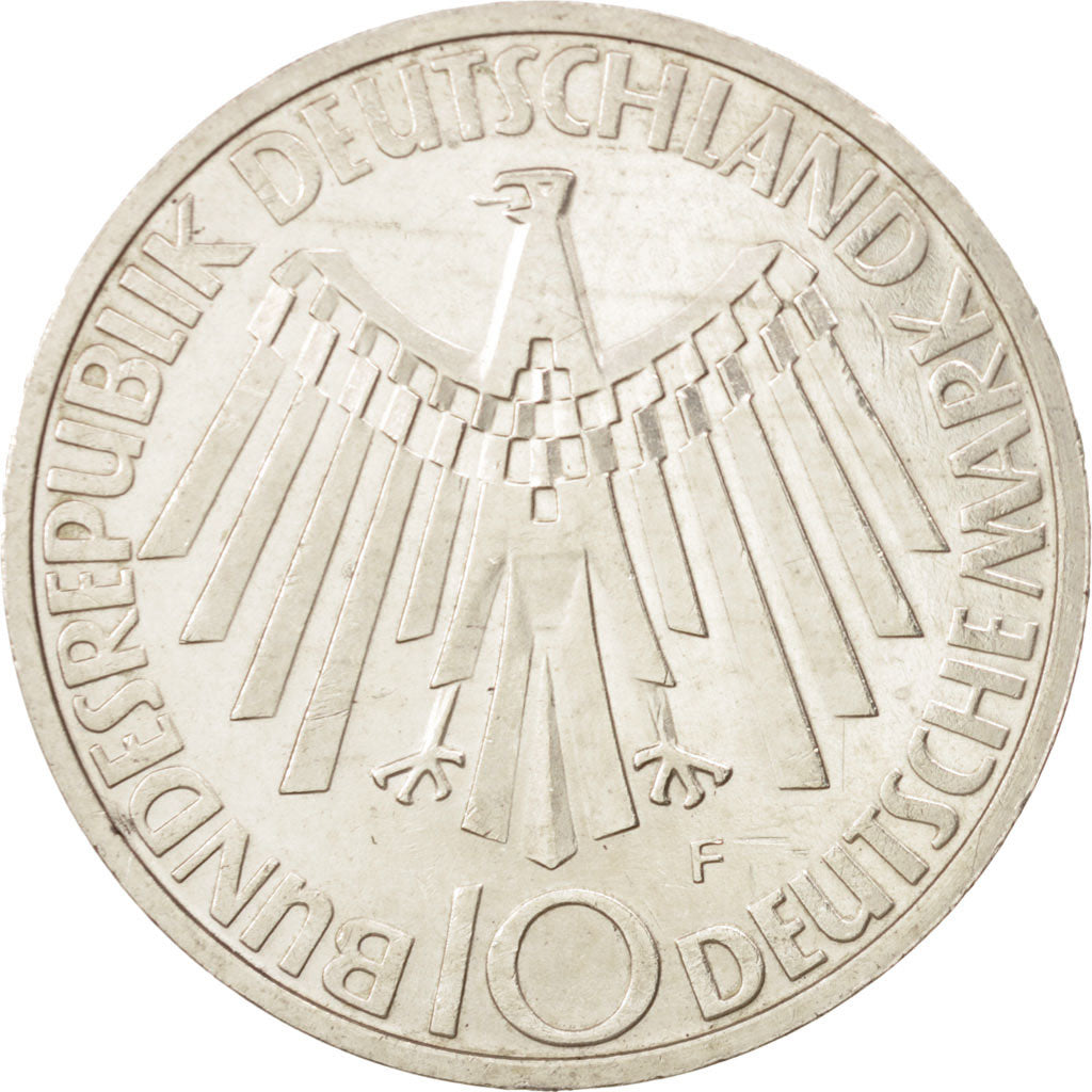Bundesrepublik Deutschland, 10 Mark, 1972, Stuttgart, AU(55-58), KM:134.1