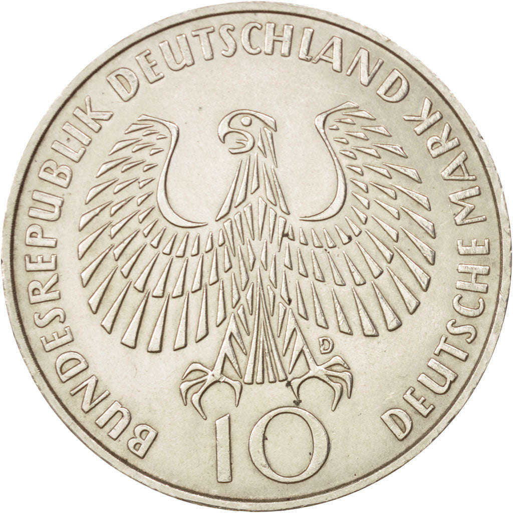 République fédérale allemande, 10 Mark, 1972, Munich, SUP, Argent, KM:135