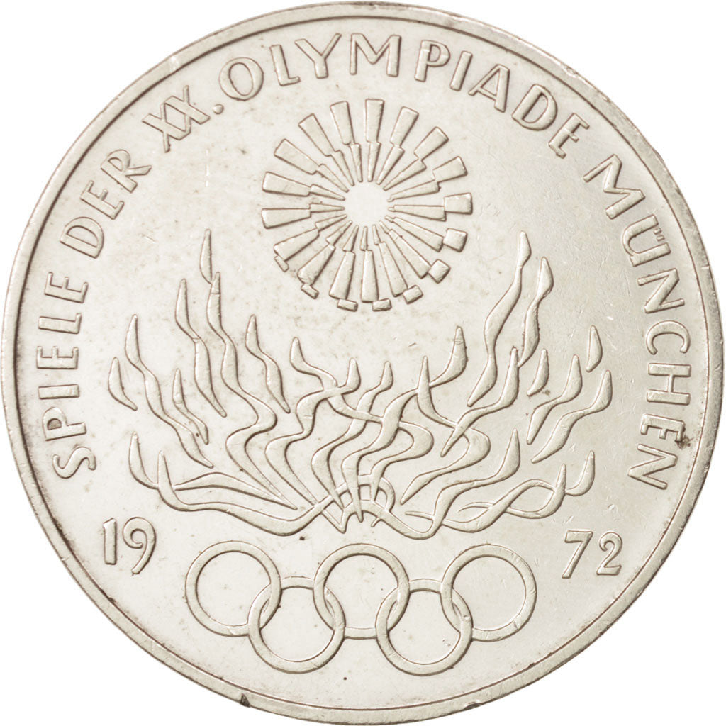 GERMANIA - REPUBBLICA FEDERALE, 10 Mark, 1972, Karlsruhe, BB+, Argento, KM:135