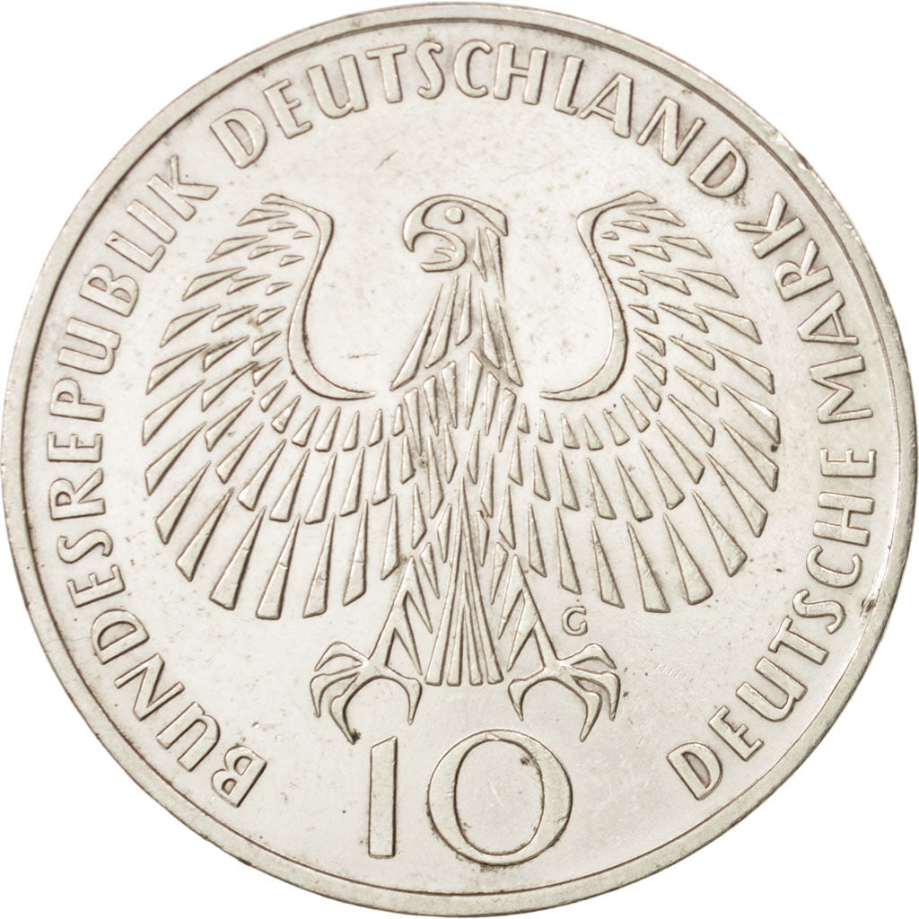 GERMANIA - REPUBBLICA FEDERALE, 10 Mark, 1972, Karlsruhe, BB+, Argento, KM:135