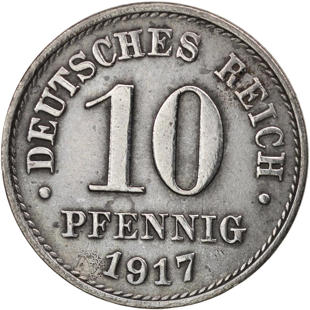 GERMANY - EMPIRE, 10 Pfennig, 1917, Berlin, EF(40-45), Iron, KM:20