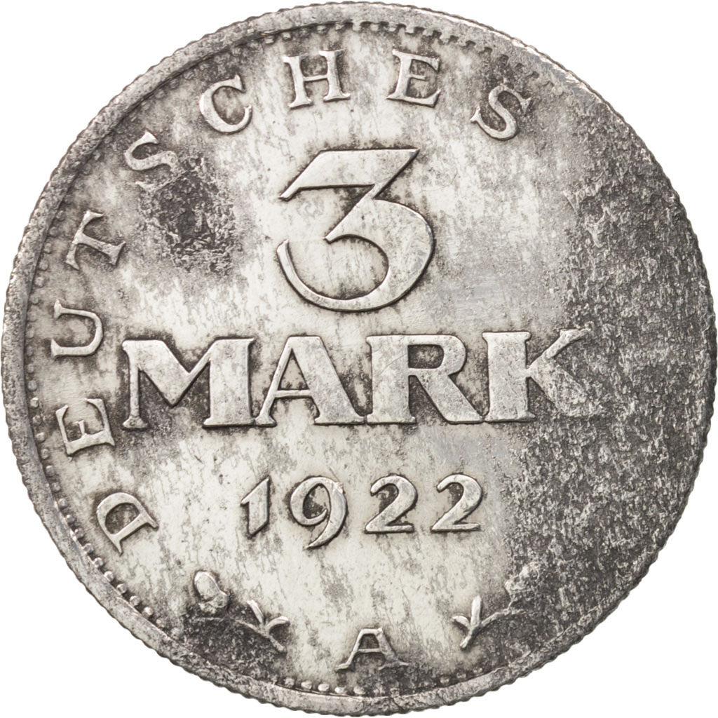 Deutschland, Weimarer Republik, 3 Mark, 1922, Berlin, F(12-15), Aluminium, KM:29