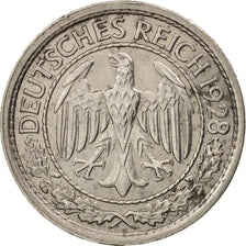 GERMANIA, REPUBBLICA DI WEIMAR, 50 Reichspfennig, 1928, Muldenhütten, BB, Ni...