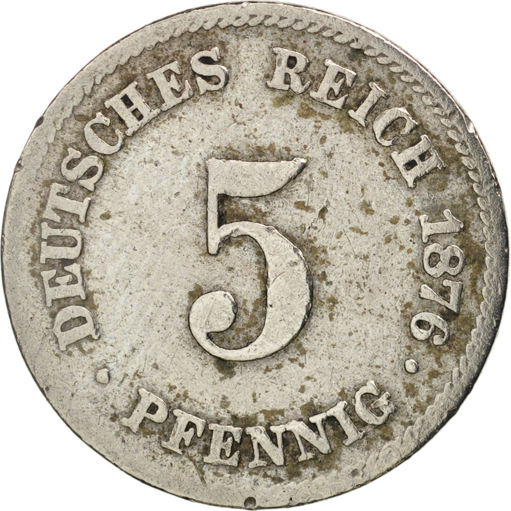 GERMANY - EMPIRE, Wilhelm I, 5 Pfennig, 1876, Muldenhütten, VF(20-25), KM:3