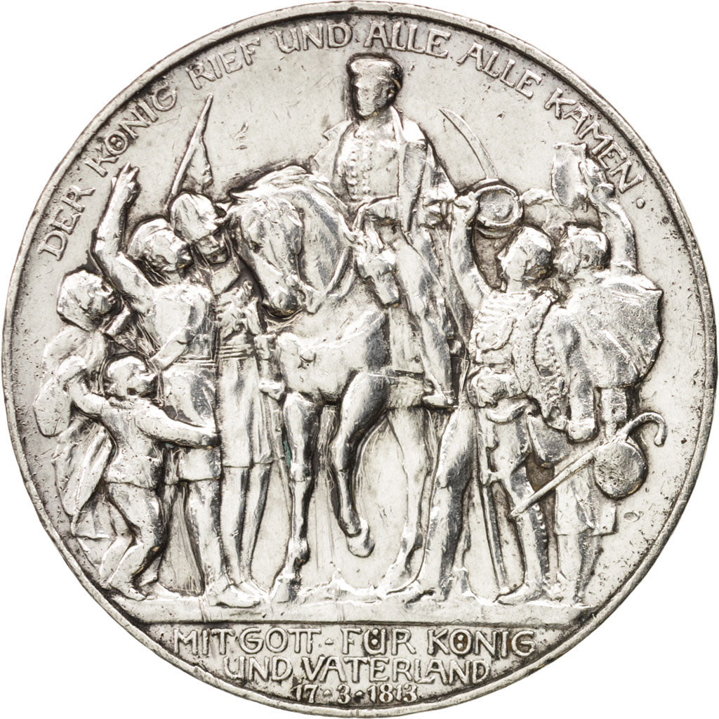 Stati tedeschi, PRUSSIA, Wilhelm II, 3 Mark, 1913, Berlin, MB+, Argento, KM:534