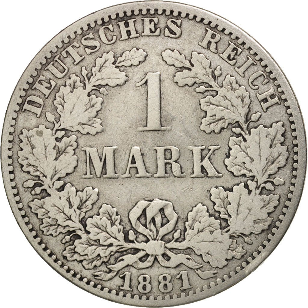 GERMANY - EMPIRE, Wilhelm I, Mark, 1881, Berlin, VF(20-25), Silber, KM:7