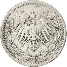 GERMANY - EMPIRE, 1/2 Mark, 1907, Berlin, EF(40-45), Silver, KM:17