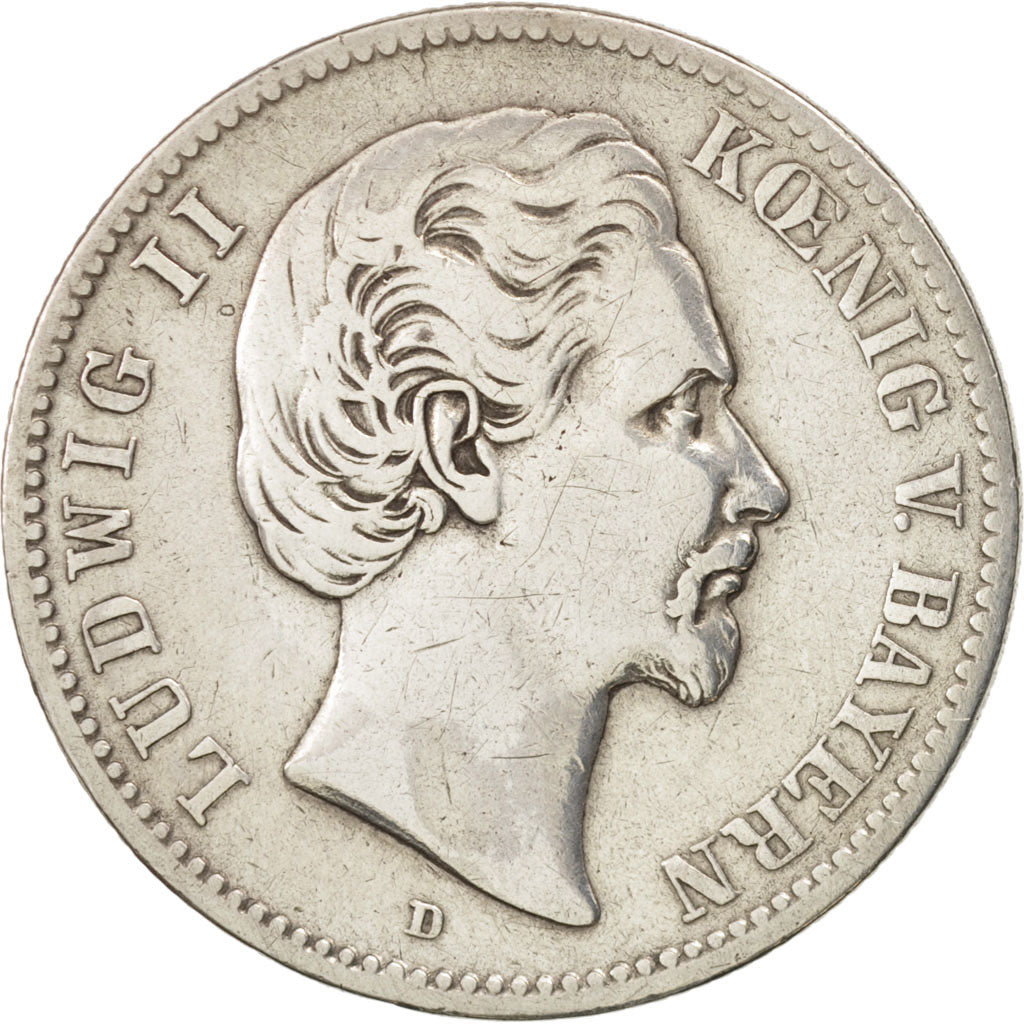 Deutsch Staaten, BAVARIA, Ludwig II, 2 Mark, 1876, Munich, EF(40-45), KM:903