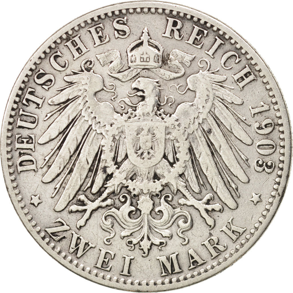Moneta, Stati tedeschi, BAVARIA, Otto, 2 Mark, 1903, Munich, BB, Argento, KM:913