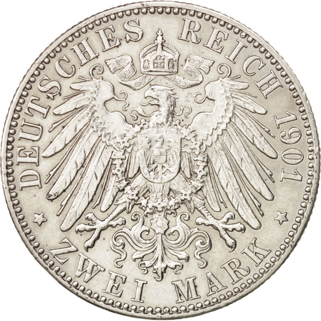Stati tedeschi, PRUSSIA, Wilhelm II, 2 Mark, 1901, Berlin, BB, Argento, KM:525