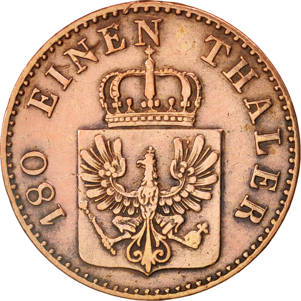 Stati tedeschi, PRUSSIA, Friedrich Wilhelm IV, 2 Pfennig, 1853, Berlin, BB, R...