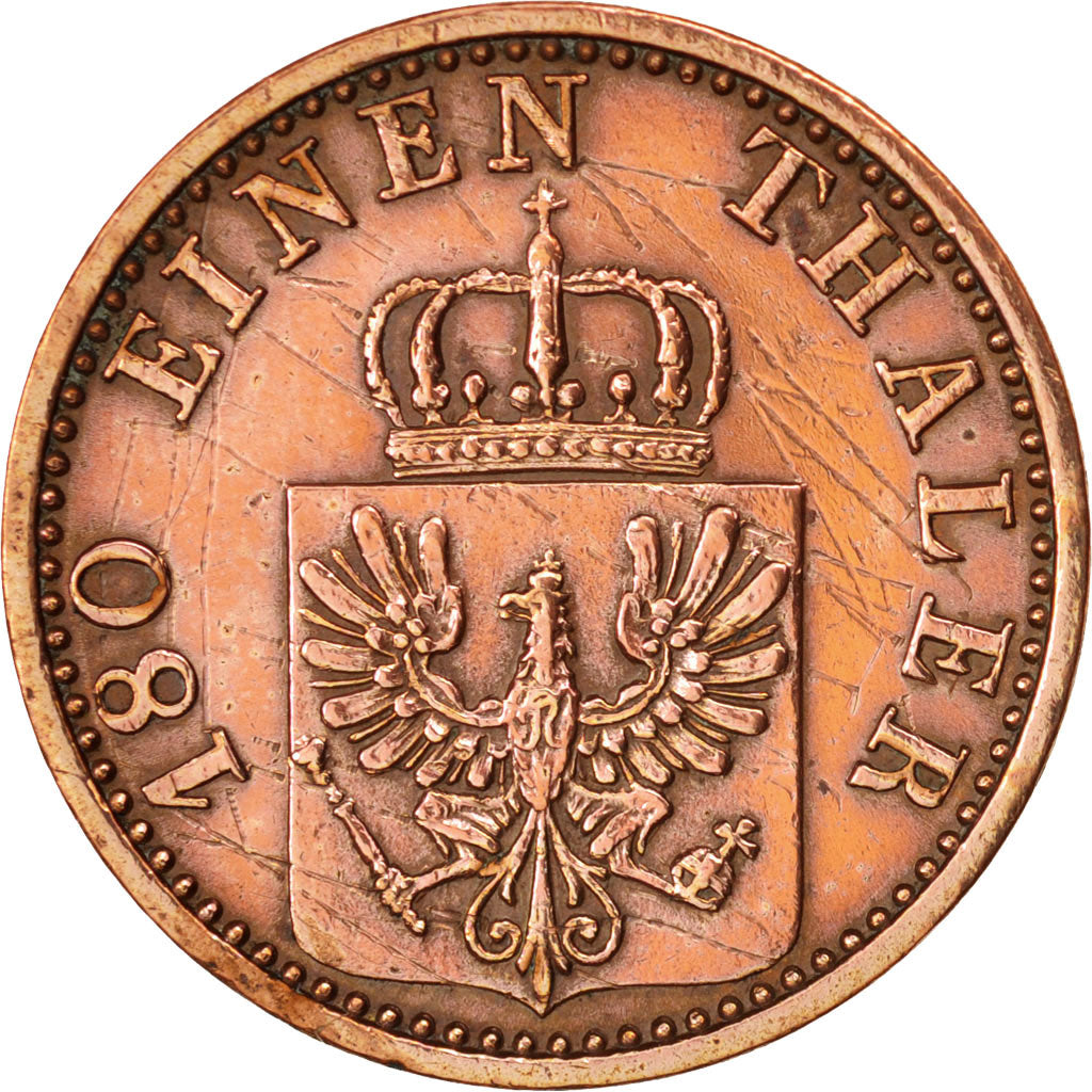 German States, PRUSSIA, Wilhelm I, 2 Pfennig, 1868, Frankfurt, VF(20-25), KM:481