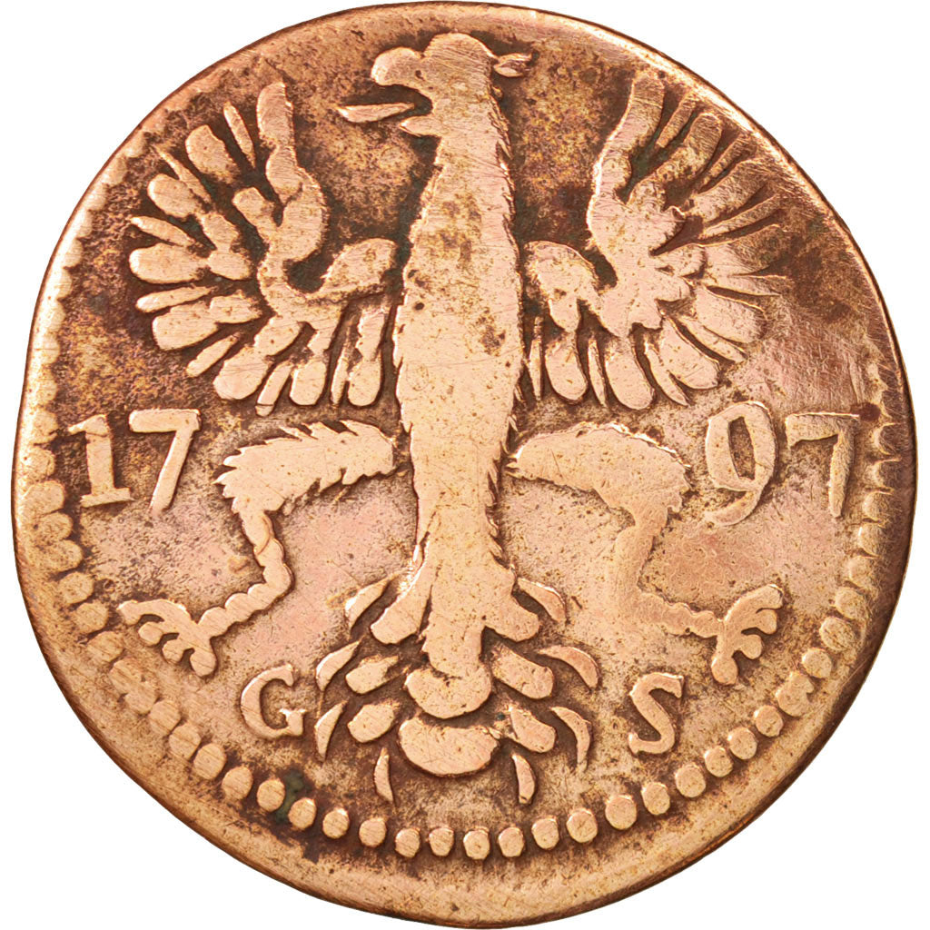 Etats allemands, AACHEN, 12 Heller, 1797, B+, Cuivre, KM:51