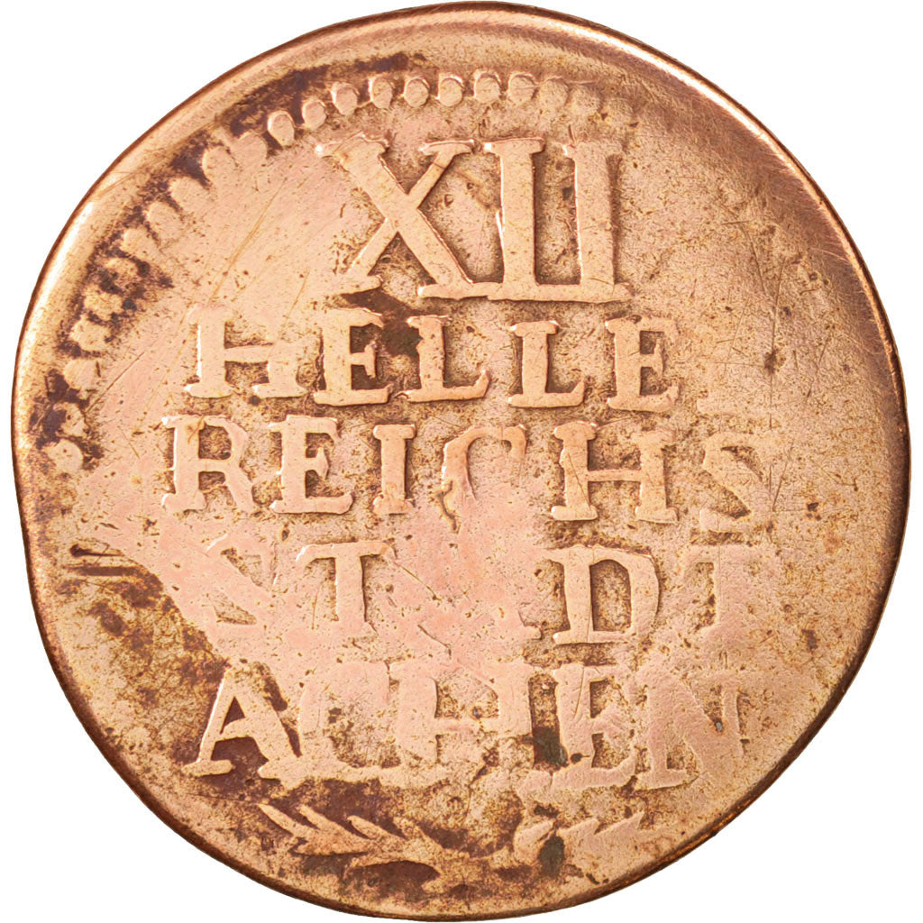 Etats allemands, AACHEN, 12 Heller, 1797, B+, Cuivre, KM:51
