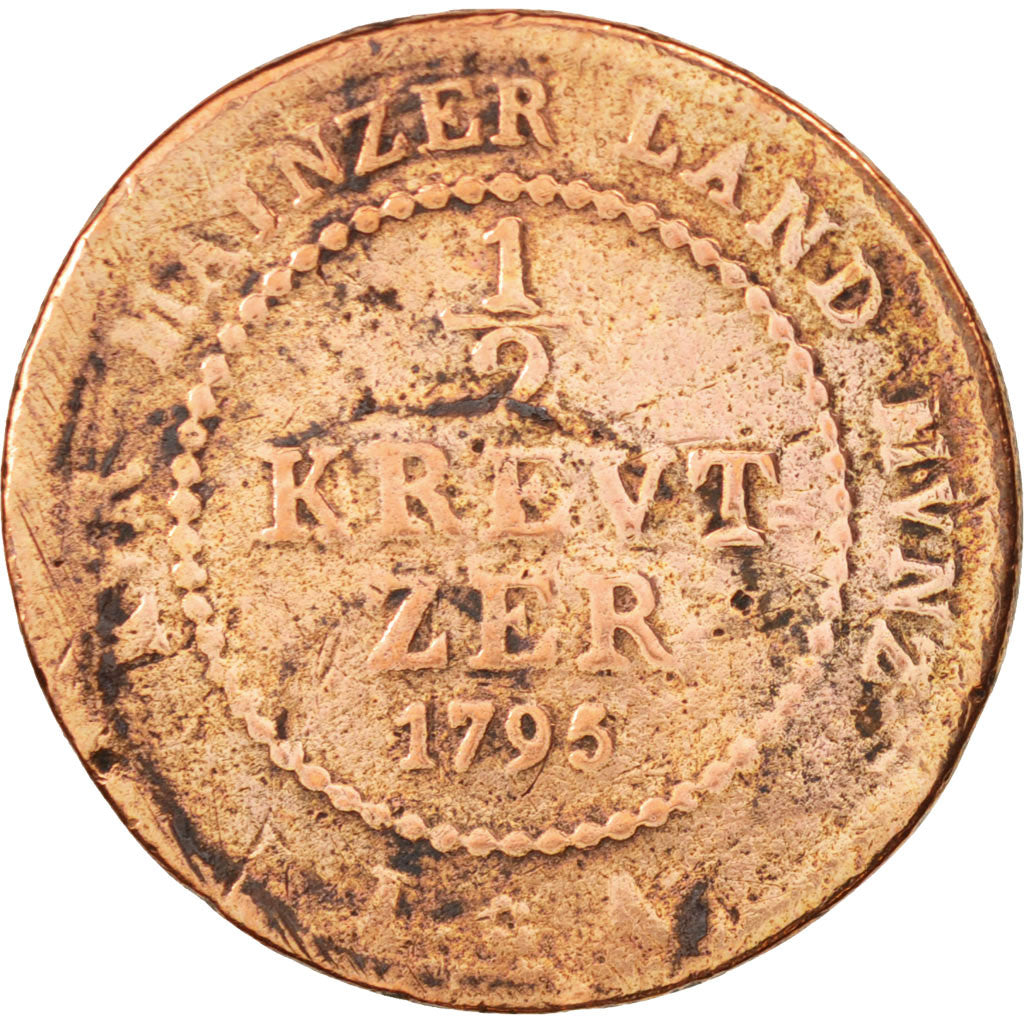 Etats allemands, MAINZ, Friedrich Karl Josef, 1/2 Kreutzer, 1795, AB, KM:403