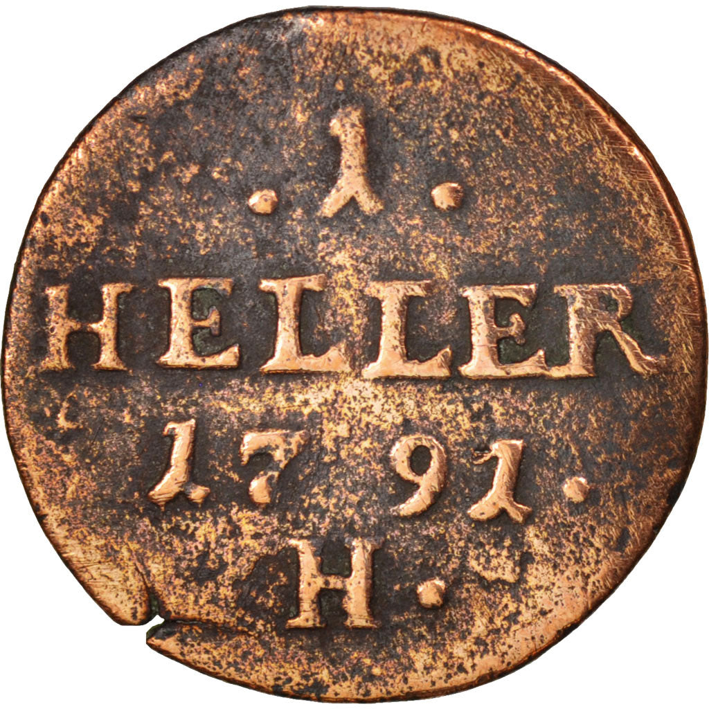 Moneda, Estados alemanes, FURTHER AUSTRIA, Josef II, Heller, 1791, G, BC+