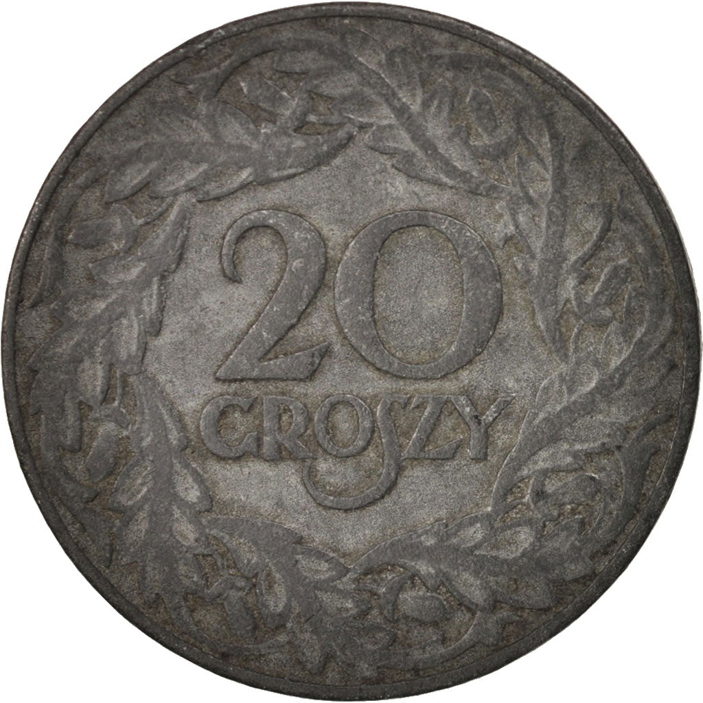Poland, 20 Groszy, 1923, Warsaw, EF(40-45), Zinc, KM:37