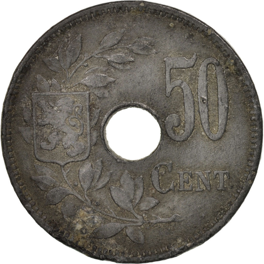 Belgique, 50 Centimes, 1918, B+, Zinc, KM:83