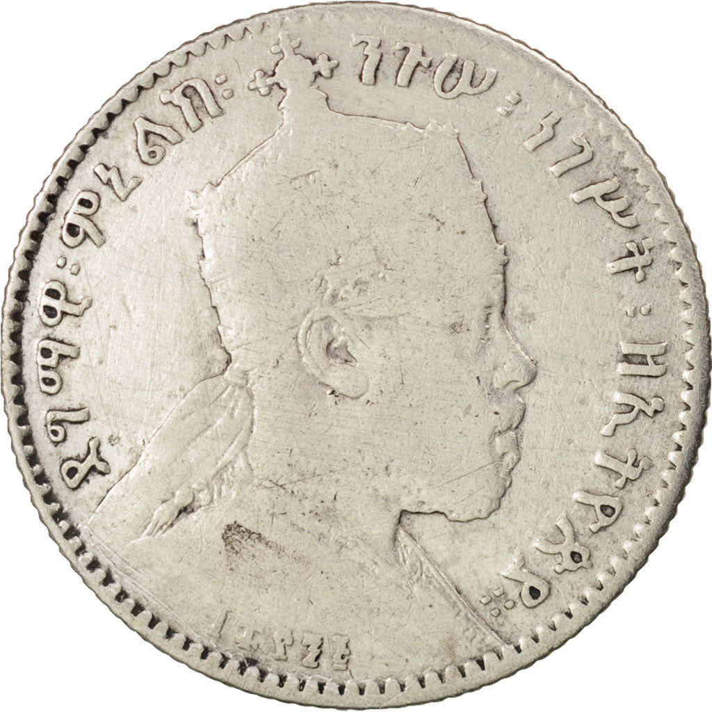 Éthiopie, Menelik II, Gersh, 1903, Paris, B+, Argent, KM:12