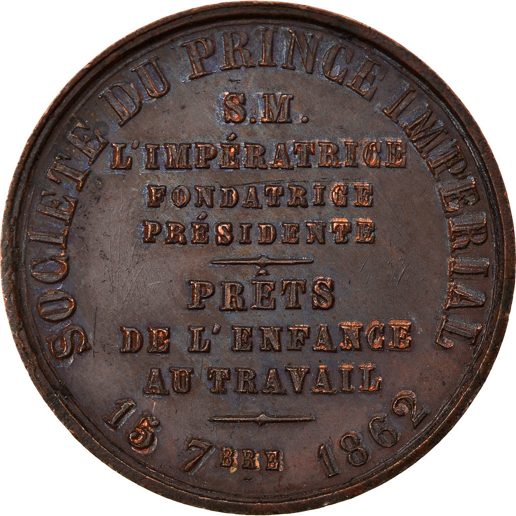 France, Token, Second Empire, Société du Prince Impérial, 1862, AU(55-58)