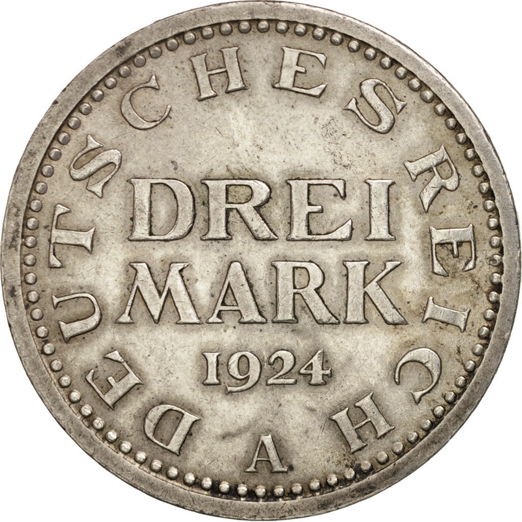 Münze, Deutschland, Weimarer Republik, 3 Mark, 1924, Berlin, SS, Silber, KM:43