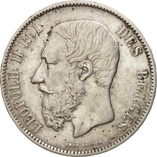 Belgio, Leopold II, 5 Francs, 5 Frank, 1871, BB, Argento, KM:24