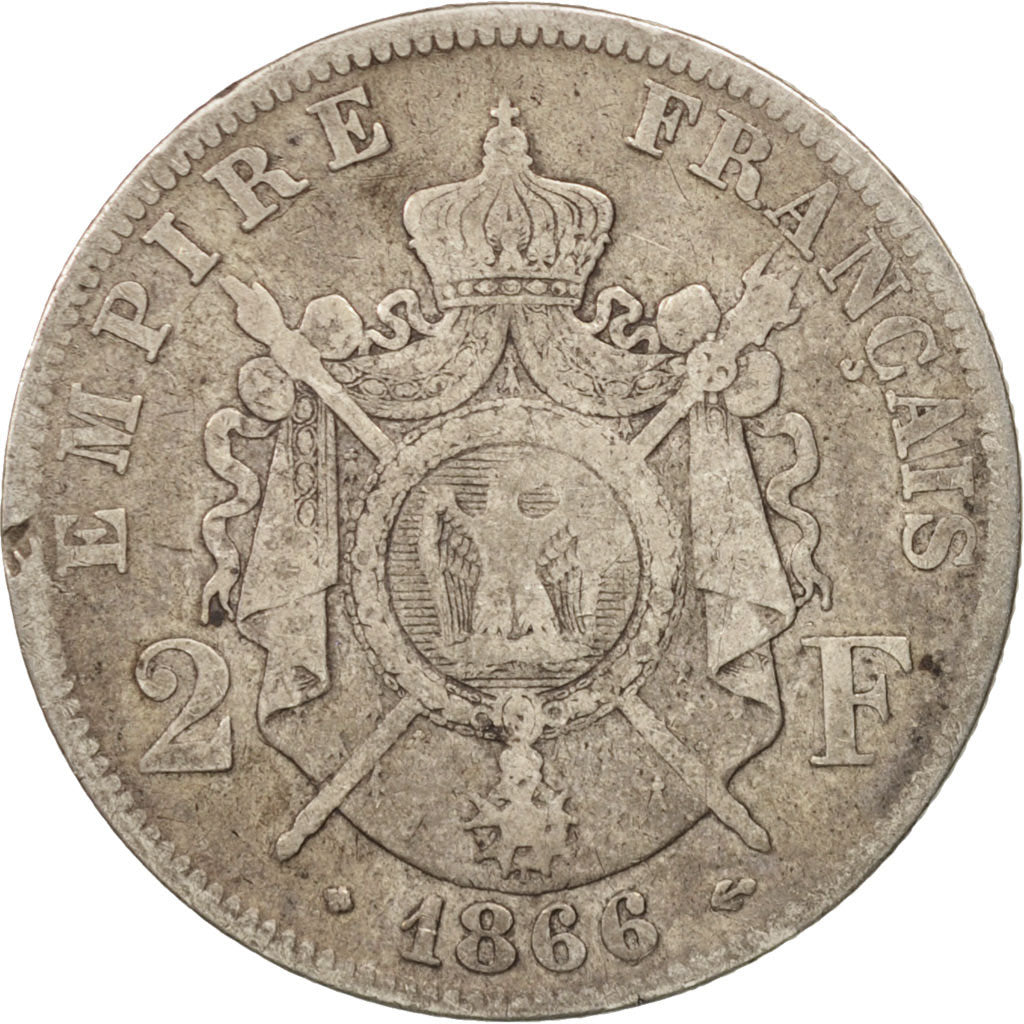 Münze, Frankreich, Napoleon III, Napoléon III, 2 Francs, 1866, Strasbourg
