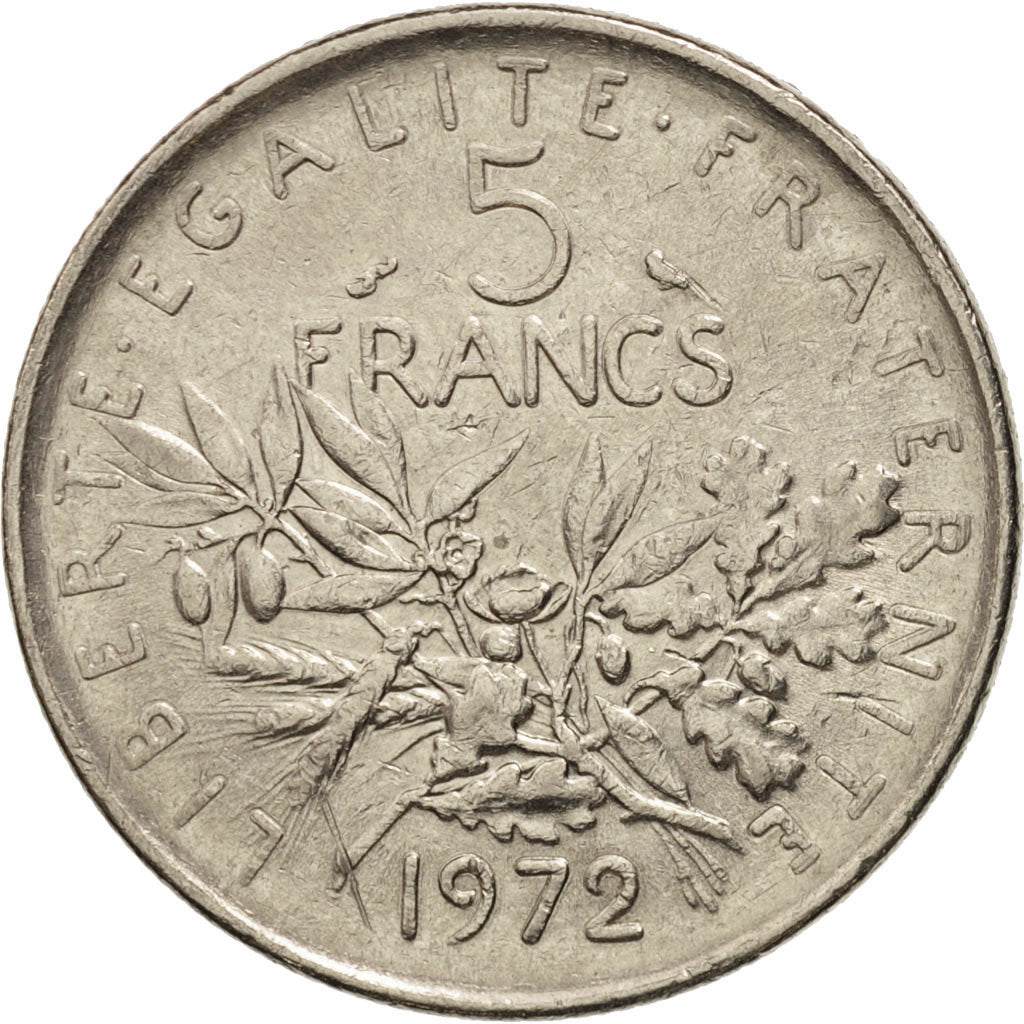 Munten, Frankrijk, Semeuse, 5 Francs, 1972, Paris, ZF, Nickel Clad