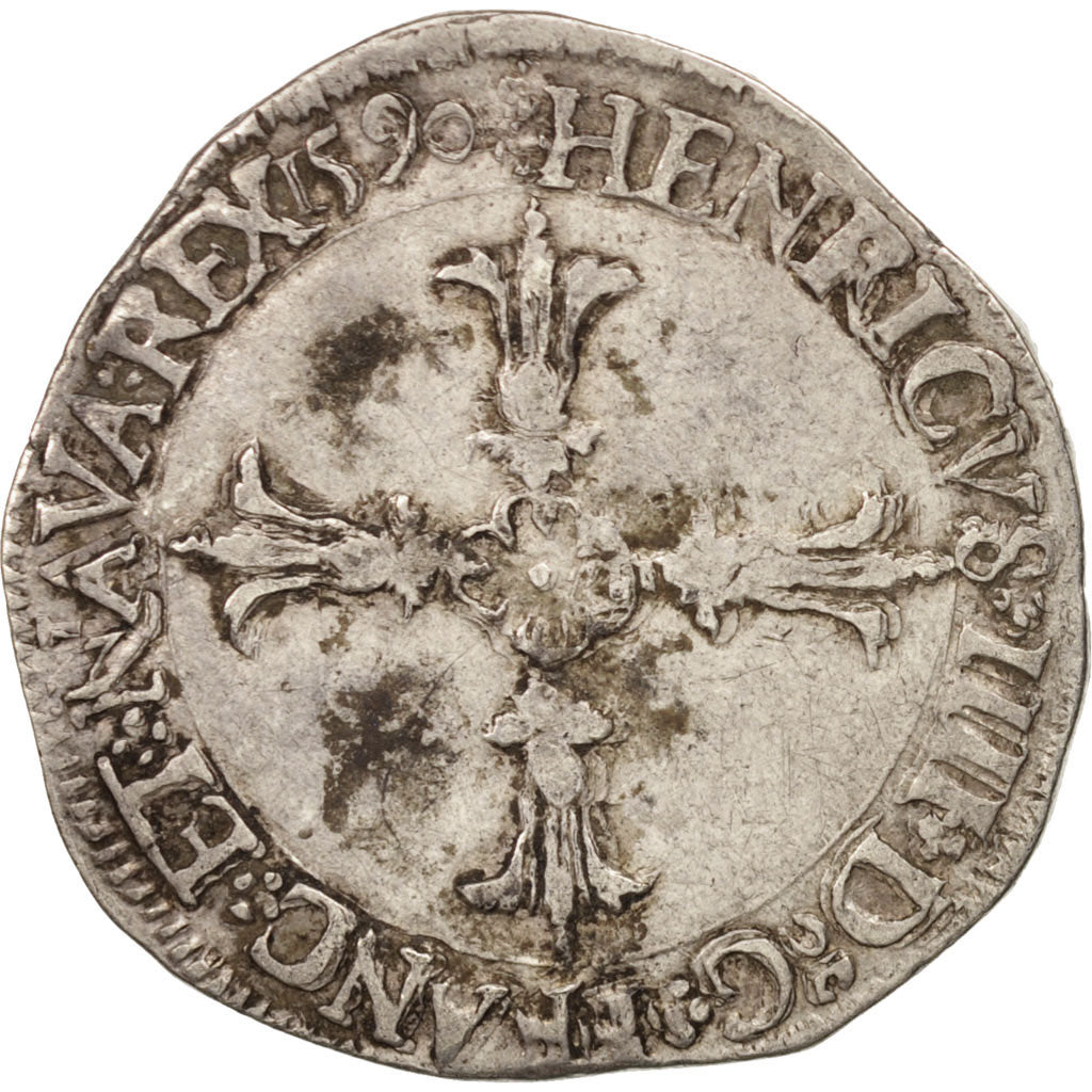 Francia, Henri IV, 1/4 Ecu, 1590, Bordeaux, BB, Argento, Sombart:4686