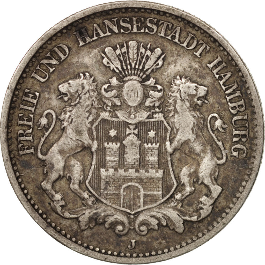 Stati tedeschi, HAMBURG, 2 Mark, 1904, Hamburg, BB, Argento, KM:612