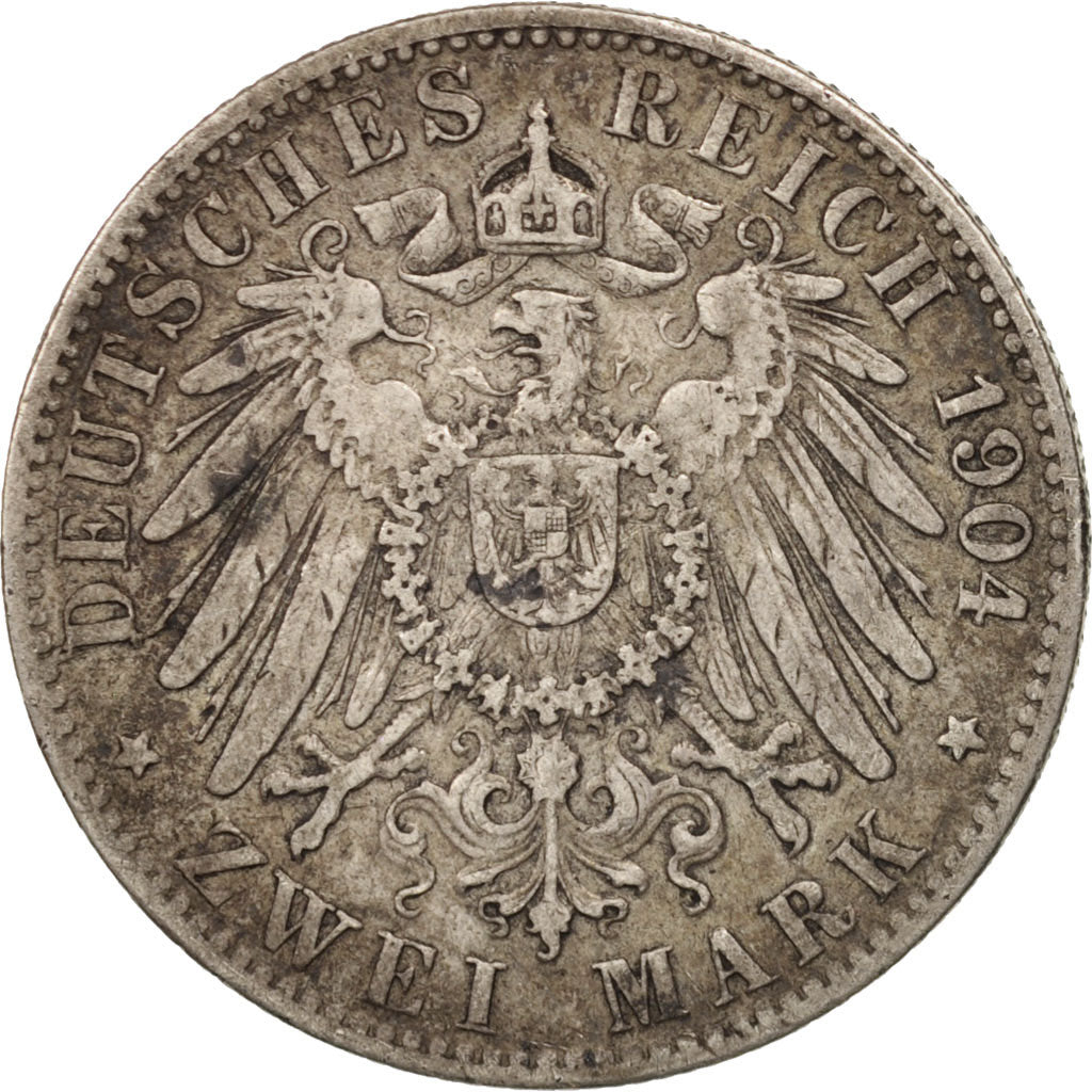 Stati tedeschi, HAMBURG, 2 Mark, 1904, Hamburg, BB, Argento, KM:612