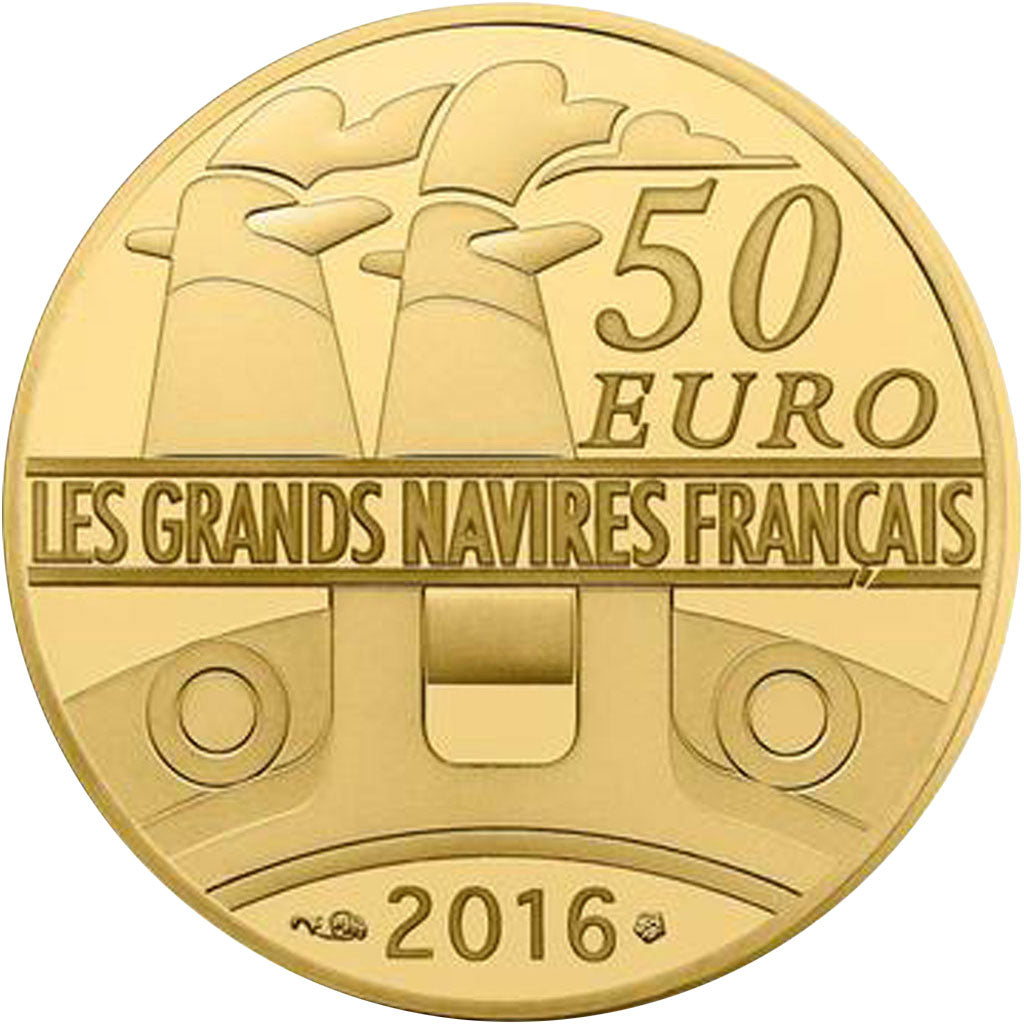 Monnaie, France, Monnaie de Paris, 50 Euro, Navire, Ile de France, 2016, FDC, Or