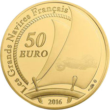 Munten, Frankrijk, Parijse munten, 50 Euro, Navire, Le Belem, 2016, FDC, Goud