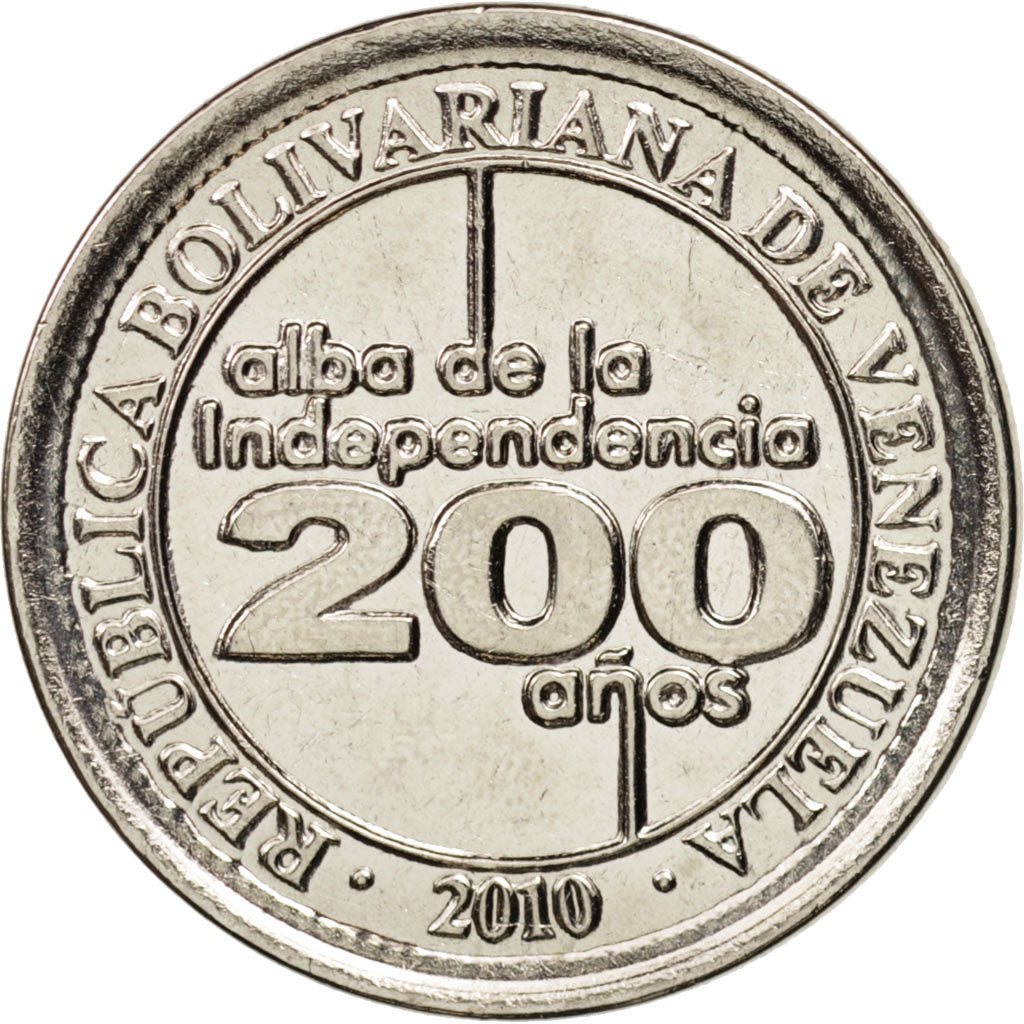 Coin, Venezuela, 25 Centimos, 2010, MS(63), Nickel plated steel, KM:99