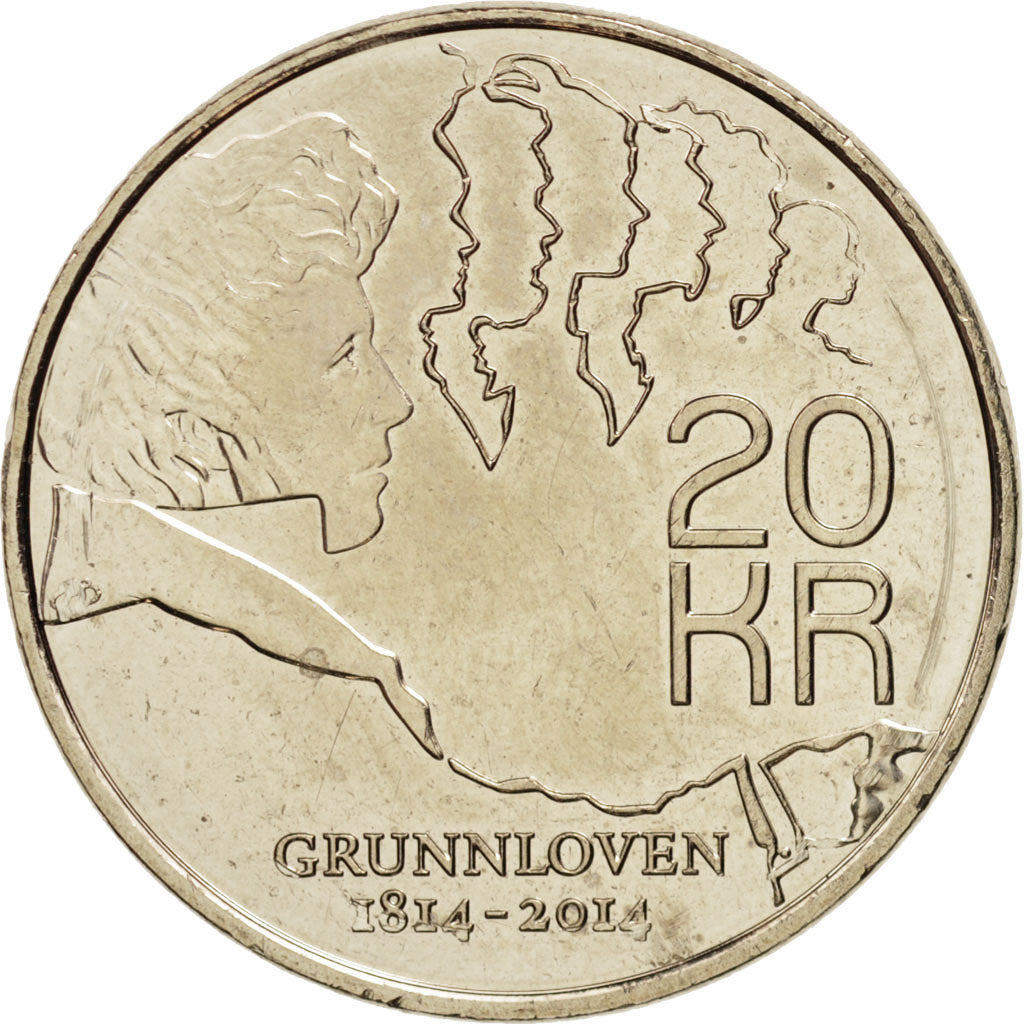 Norway, 20 Kroner, 2014, MS(63), Copper-nickel