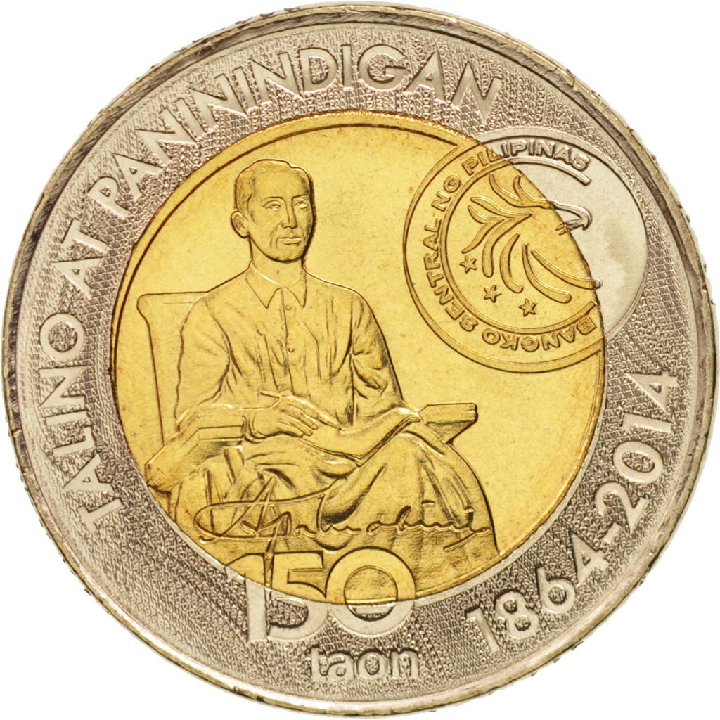 Philippinen, 10 Piso, 2014, MS(63), Bi-Metallic
