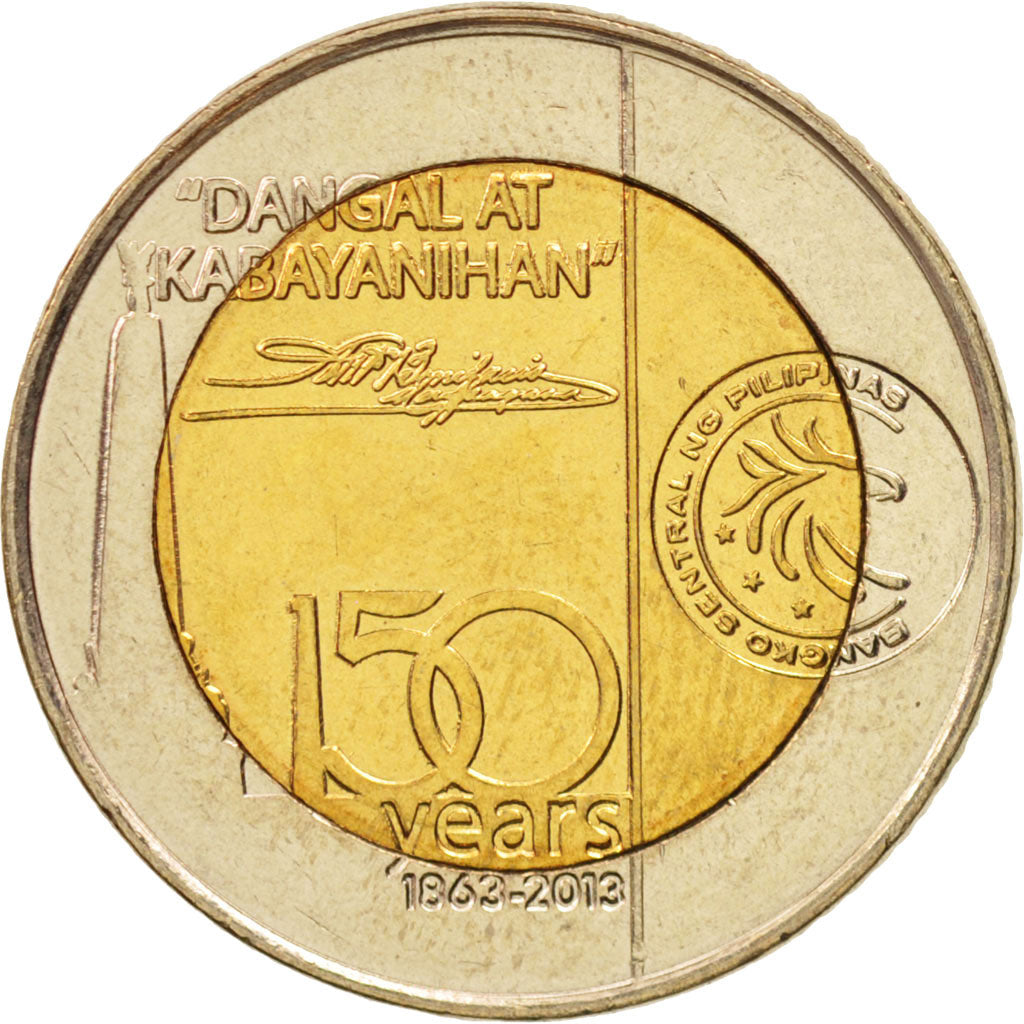 Munten, Fillipijnen, 10 Piso, 2013, UNC-, Bi-Metallic