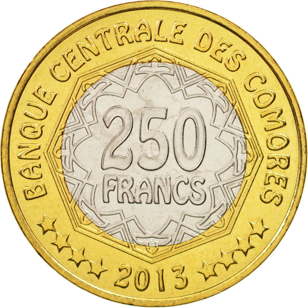 Munten, Comoros, 250 Francs, 2013, UNC-, Bimetallic