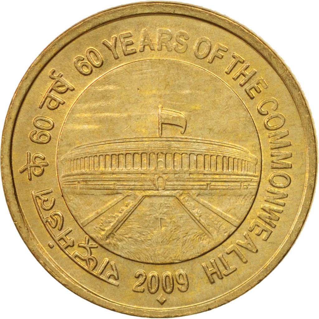 Münze, INDIA-REPUBLIC, 5 Rupees, 2009, UNZ, Nickel-brass, KM:376