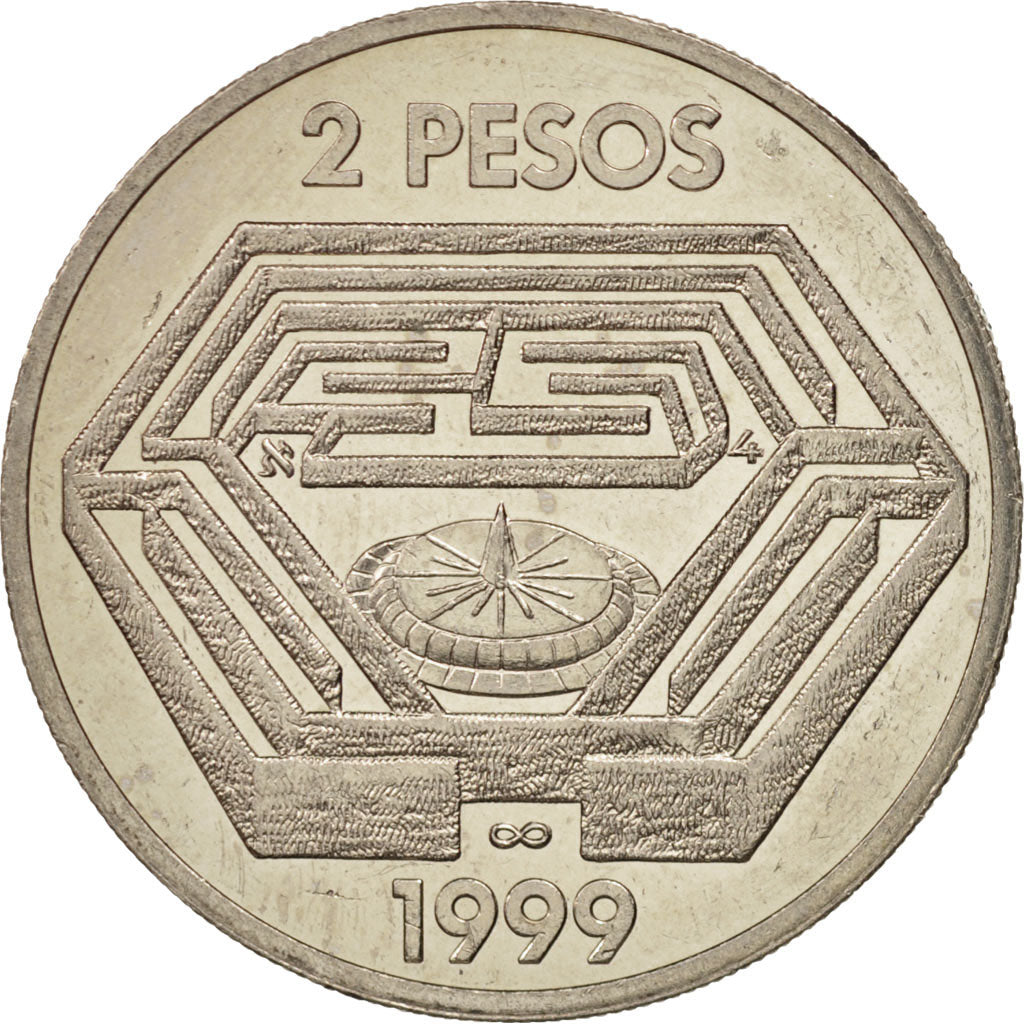 Argentina, 2 Pesos, 1999, Paris, BB+, Rame-nichel, KM:128