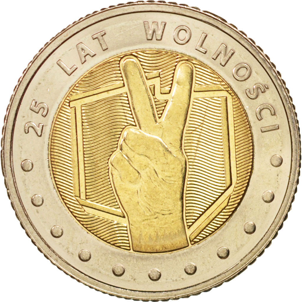 Coin, Poland, 5 Zlotych, 2014, MS(63), Bi-Metallic