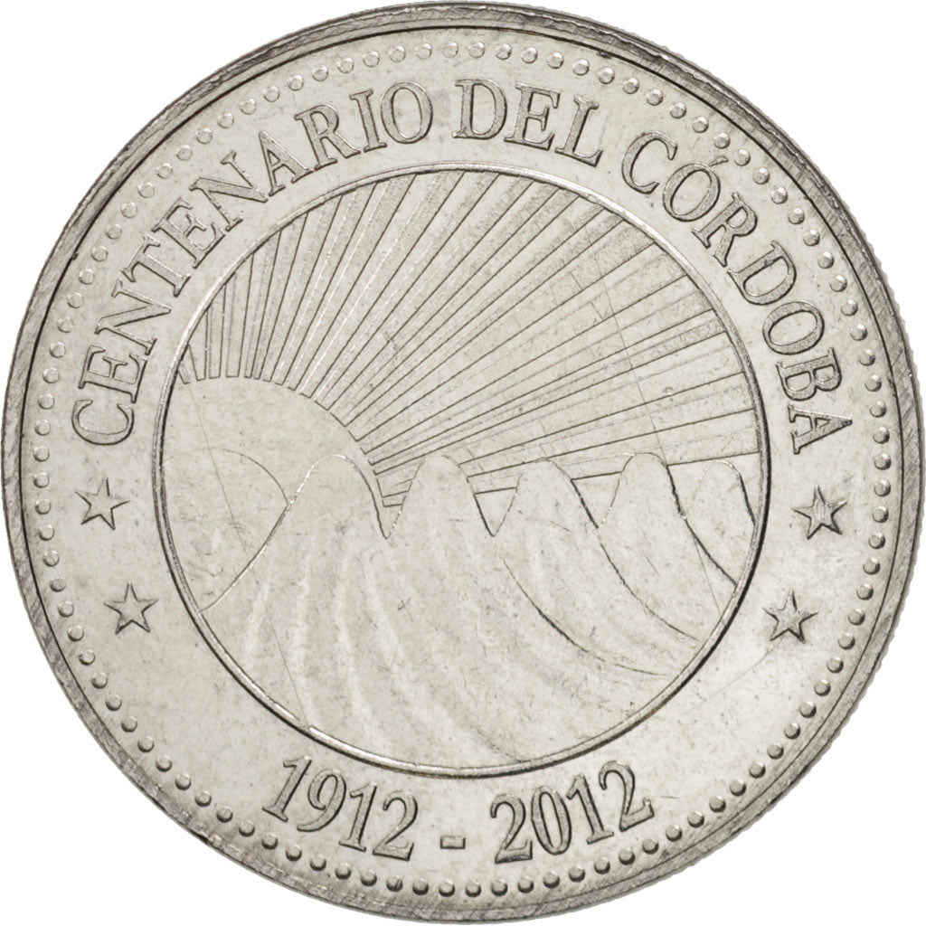 Moneda, Nicaragua, 5 Cordobas, 2012, EBC, Níquel chapado en hierro, KM:111