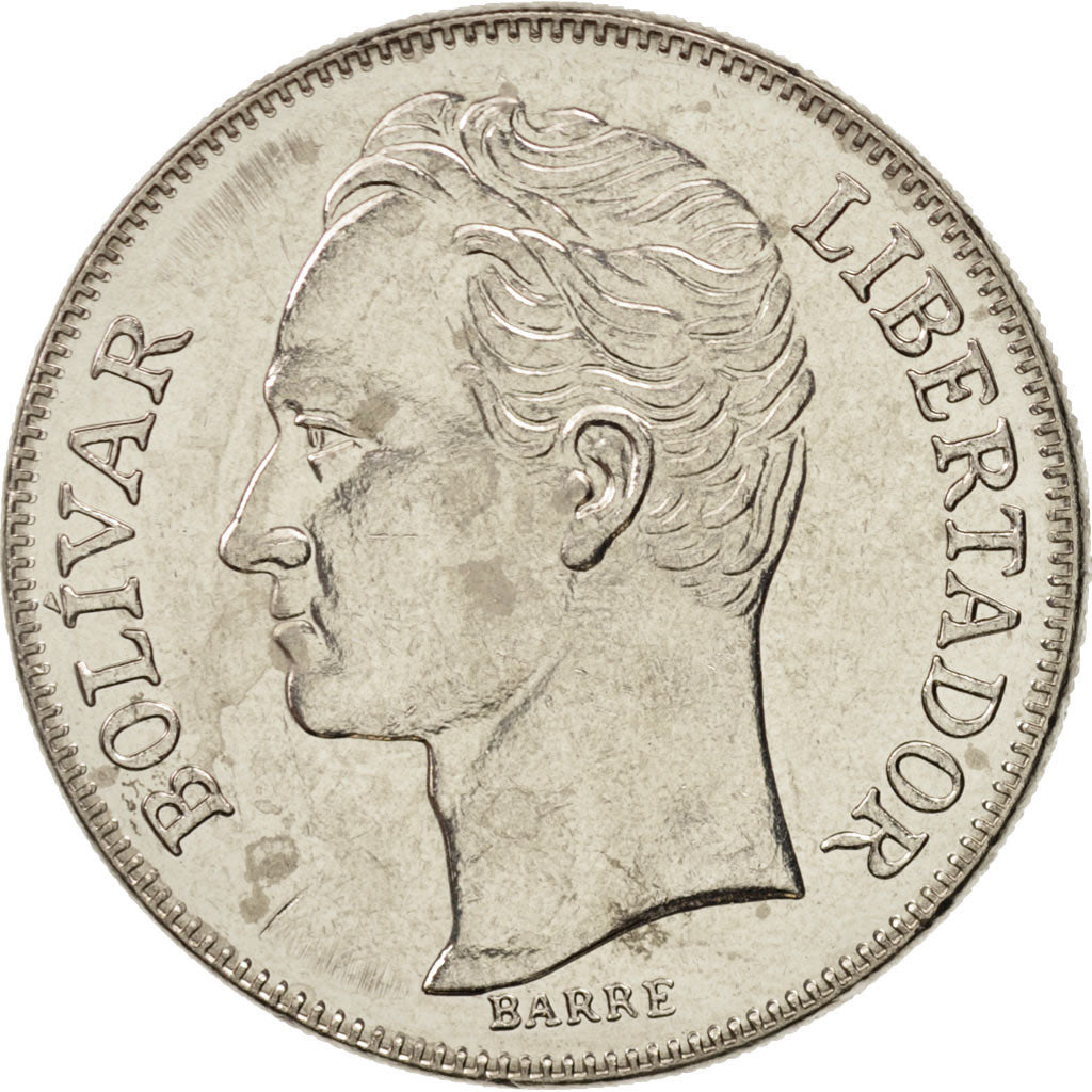 Venezuela, 5 Bolivares, 1990, AU(55-58), Nickel Clad Steel, KM:53a.3