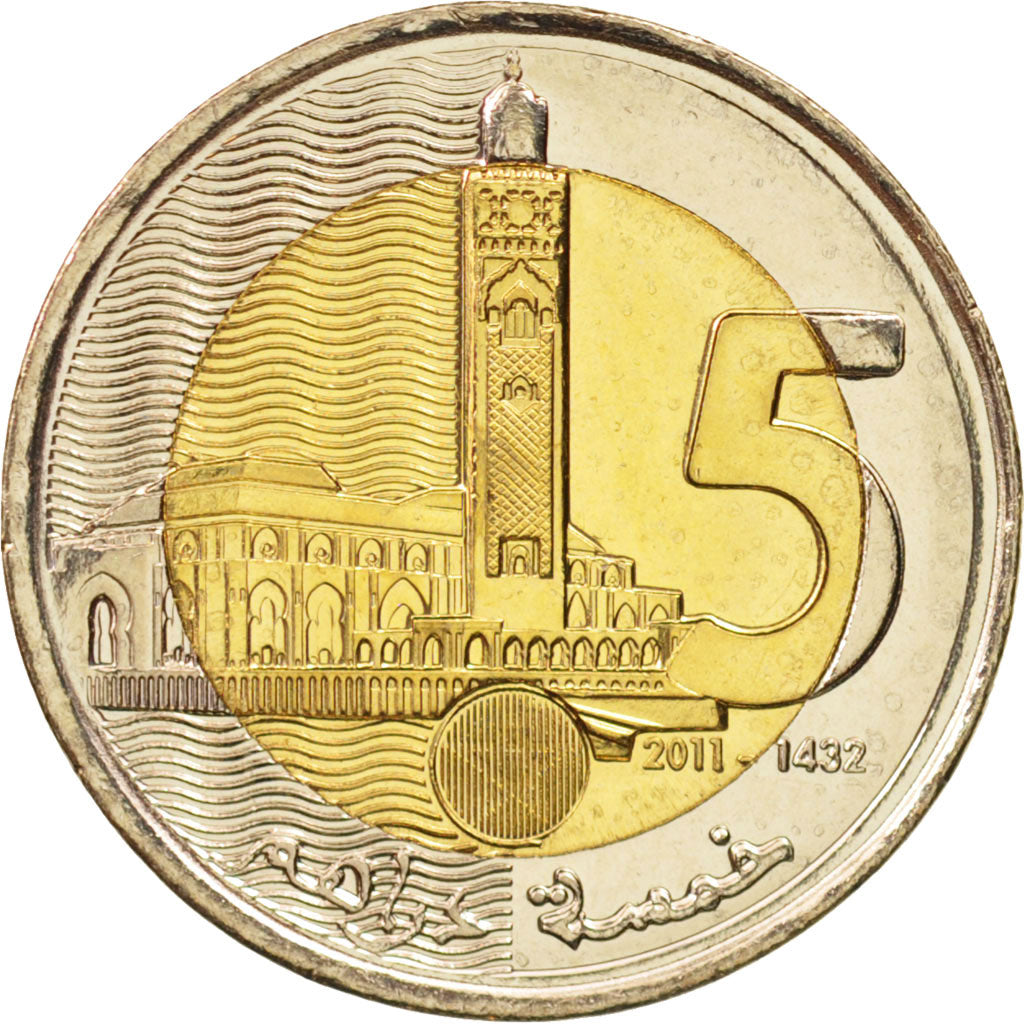 Moneta, Marocco, Mohammed VI, 5 Dirhams, 2011, SPL, Bi-metallico, KM:140