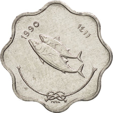 Coin, MALDIVE ISLANDS, 5 Laari, 1990, MS(60-62), Aluminum, KM:69