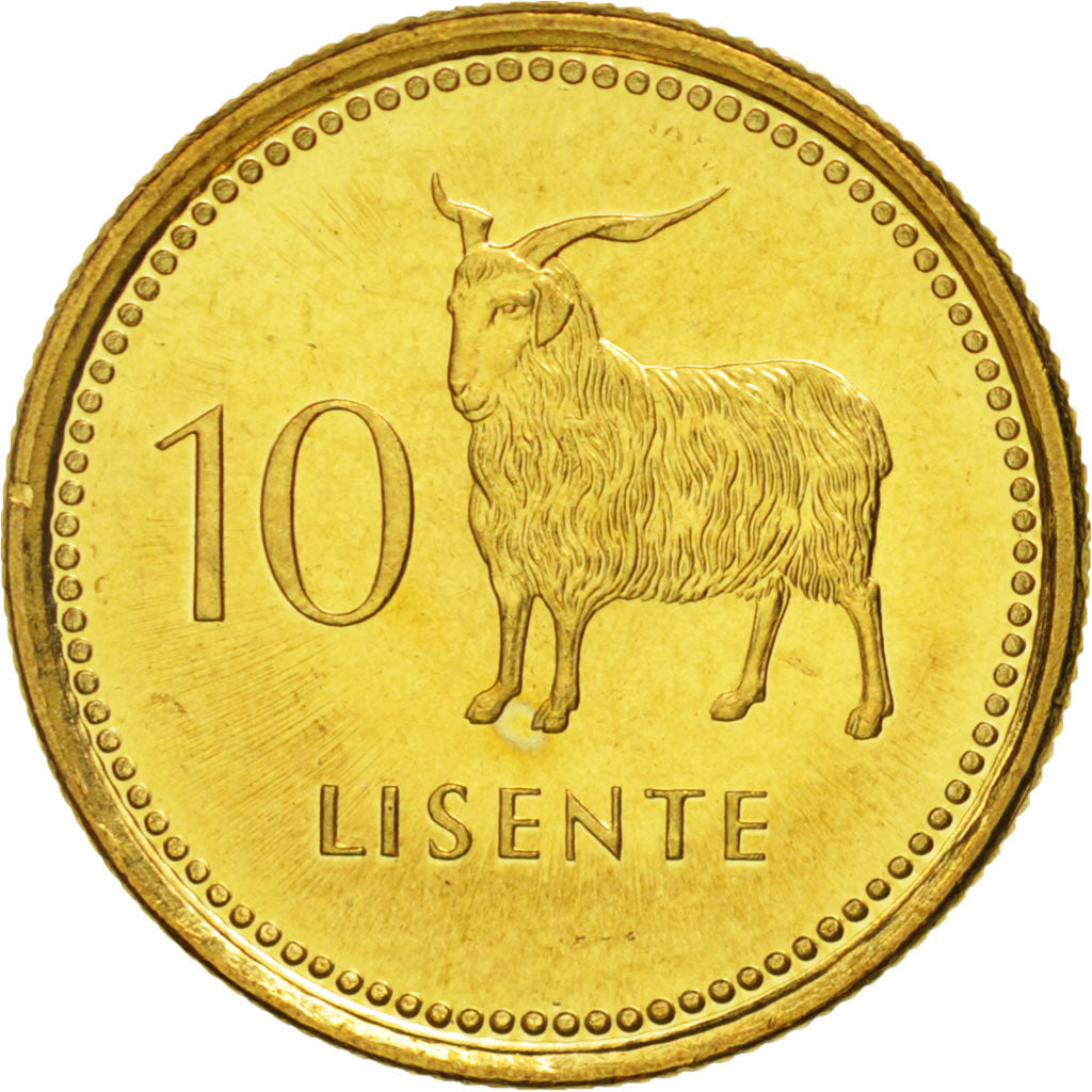 Munten, Lesotho, Moshoeshoe II, 10 Licente, Lisente, 1998, UNC-, Brass plated