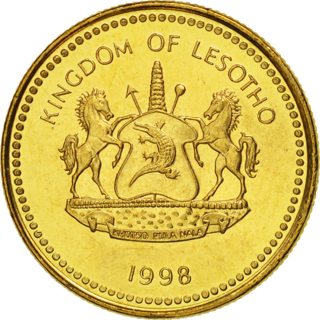 Lesotho, Moshoeshoe II, 20 Licente, 1998, SPL, Acciaio placcato ottone, KM:64
