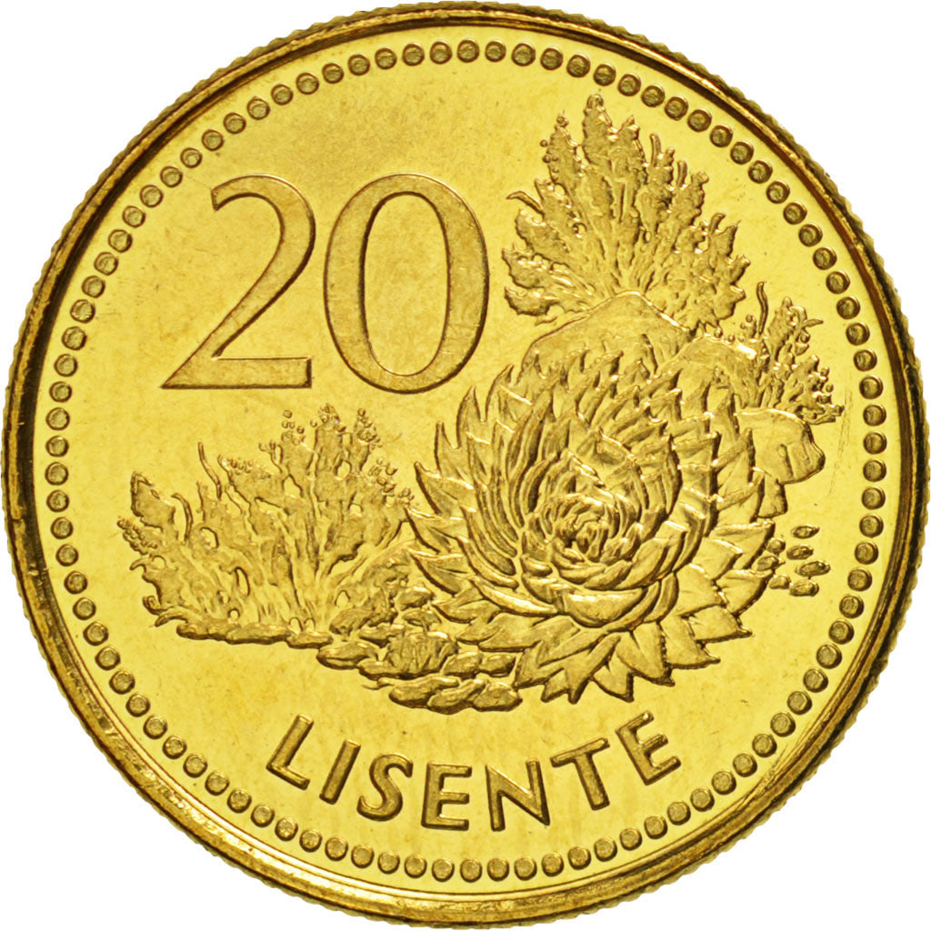 Lesotho, Moshoeshoe II, 20 Licente, 1998, SPL, Acciaio placcato ottone, KM:64